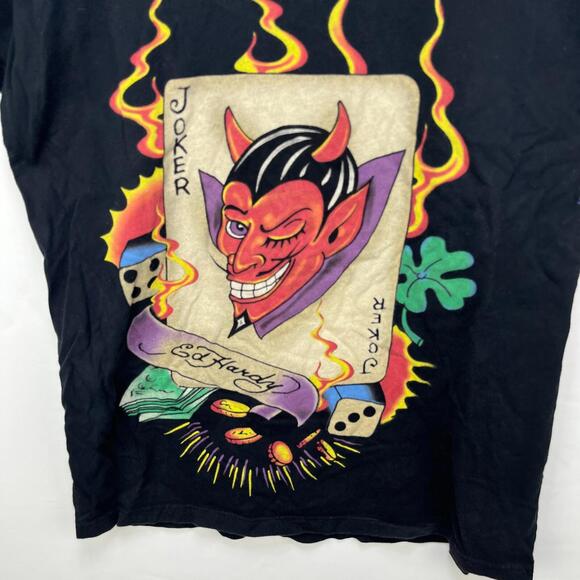 Vintage Ed Hardy Y2K Dracula Joker T Shirt Medium - Picture 3 of 13